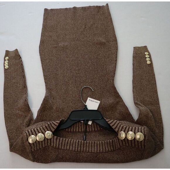 Retrofete FW22-5718 Women's Sz M Gold Avenue Metallic Rib Knit Mini Dress $325 - Picture 7 of 11